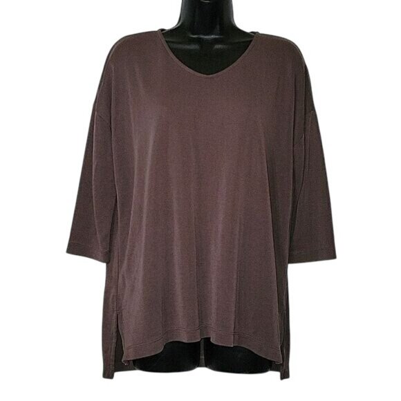 Pure Jill Brown 3/4 Sleeve Tunic Top S Modal/Polyester‎ Blend - Picture 1 of 6